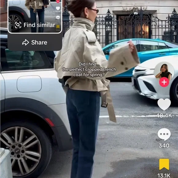 The Frankie Shop Beige MADS Cropped Trench Coat - Picture 3 of 8